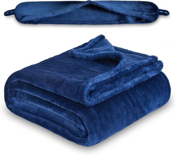 81tmgfA189L._AC_SL1500_.jpg Multifunctional Neck Pillow, Soft Warm Blanket with Cozy Neck Pillow Case, Portable Blanket Set for Airplane, Camping, Car (Navy Blue)