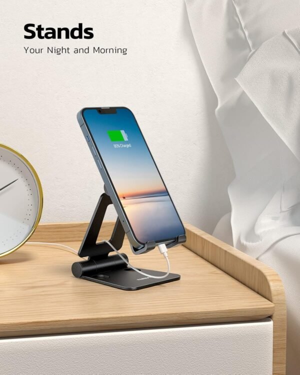 81w5TEZP5eL._AC_SL1500_.jpg Nulaxy Dual Folding Cell Phone Stand, Fully Adjustable Foldable Desktop Phone Holder Cradle Dock Compatible with Phone 16 15 14 13 12 11 Pro Xs Xs Max Xr X 8, Nintendo Switch, All Phones