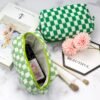 91LxMwoy36L._AC_SL1500_.jpg PAZIMIIK Checkered Makeup Bag for Purse Portable Zipper Make Up Pouch Small Cosmetic Case for Travel Accessories (Light Green)