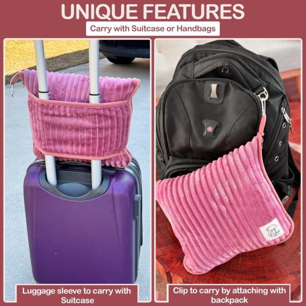 91X1BQOsxyL._AC_SL1500_.jpg Premium Travel blanket pillow - XL 50"x70" | 2 in 1 Travel Blanket Airplane Compact with Bag having Hand Luggage Sleeve & Backpack Clip | Roadtrip, Hiking and long flight must haves | Airplane Comfort