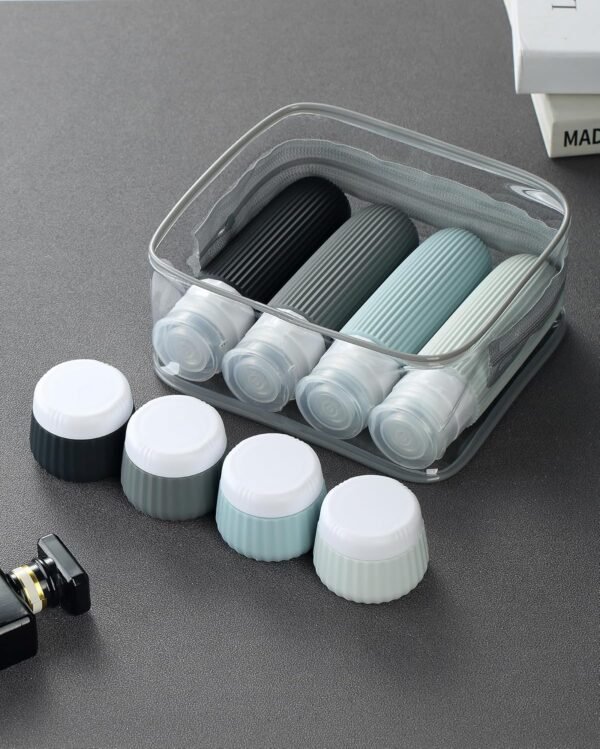 91Y9Wjo20tL._SL1500_.jpg Travel Bottles - 8 Pack, TSA Approved Travel Size Toiletries, Leak Proof Silicone Squeezable Containers in Clear Bag