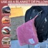 91ZY8dnpcZL._AC_SL1500_.jpg Premium Travel blanket pillow - XL 50"x70" | 2 in 1 Travel Blanket Airplane Compact with Bag having Hand Luggage Sleeve & Backpack Clip | Roadtrip, Hiking and long flight must haves | Airplane Comfort